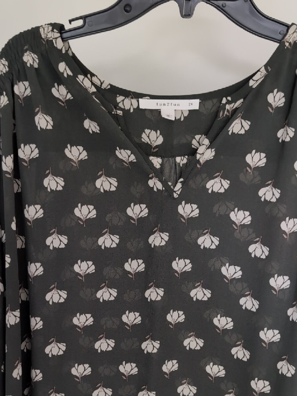 Green Floral Long Sleeve Blouse - Picture 5 of 5